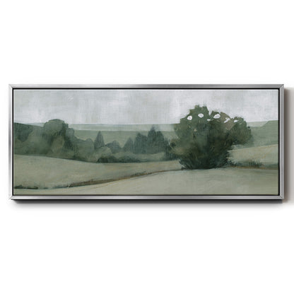 Soft Green Landscape II - Floater Framed Canvas Print
