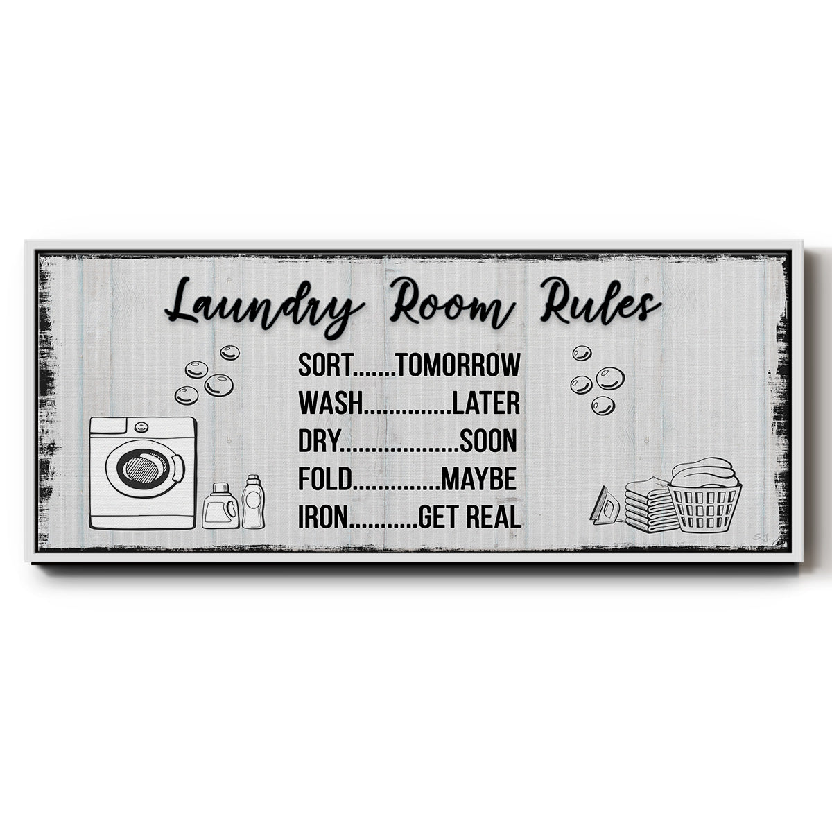 Laundry Room Rules - Floater Framed Canvas Print