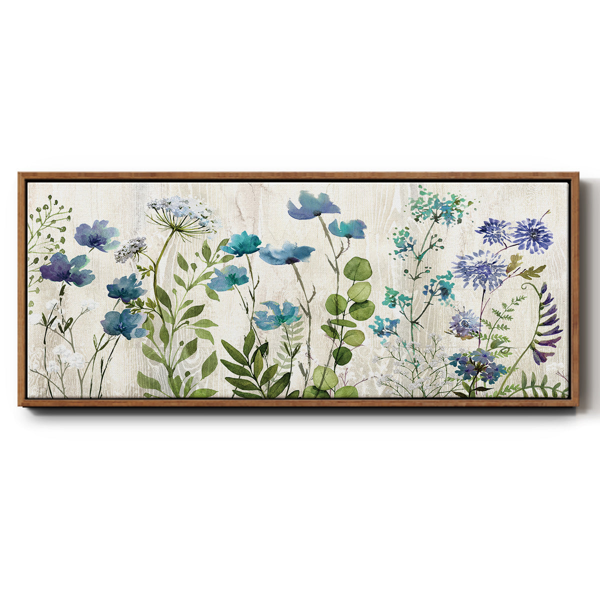 Blue Meadow - Floater Framed Canvas Print