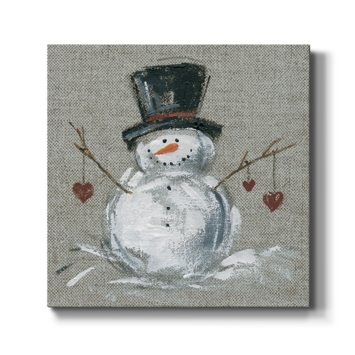 Linen Snowman II-Premium Gallery Wrapped Canvas - Ready to Hang