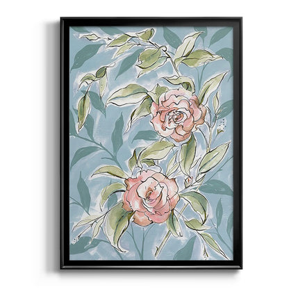 Faded Camellias II - Modern Framed Canvas Print