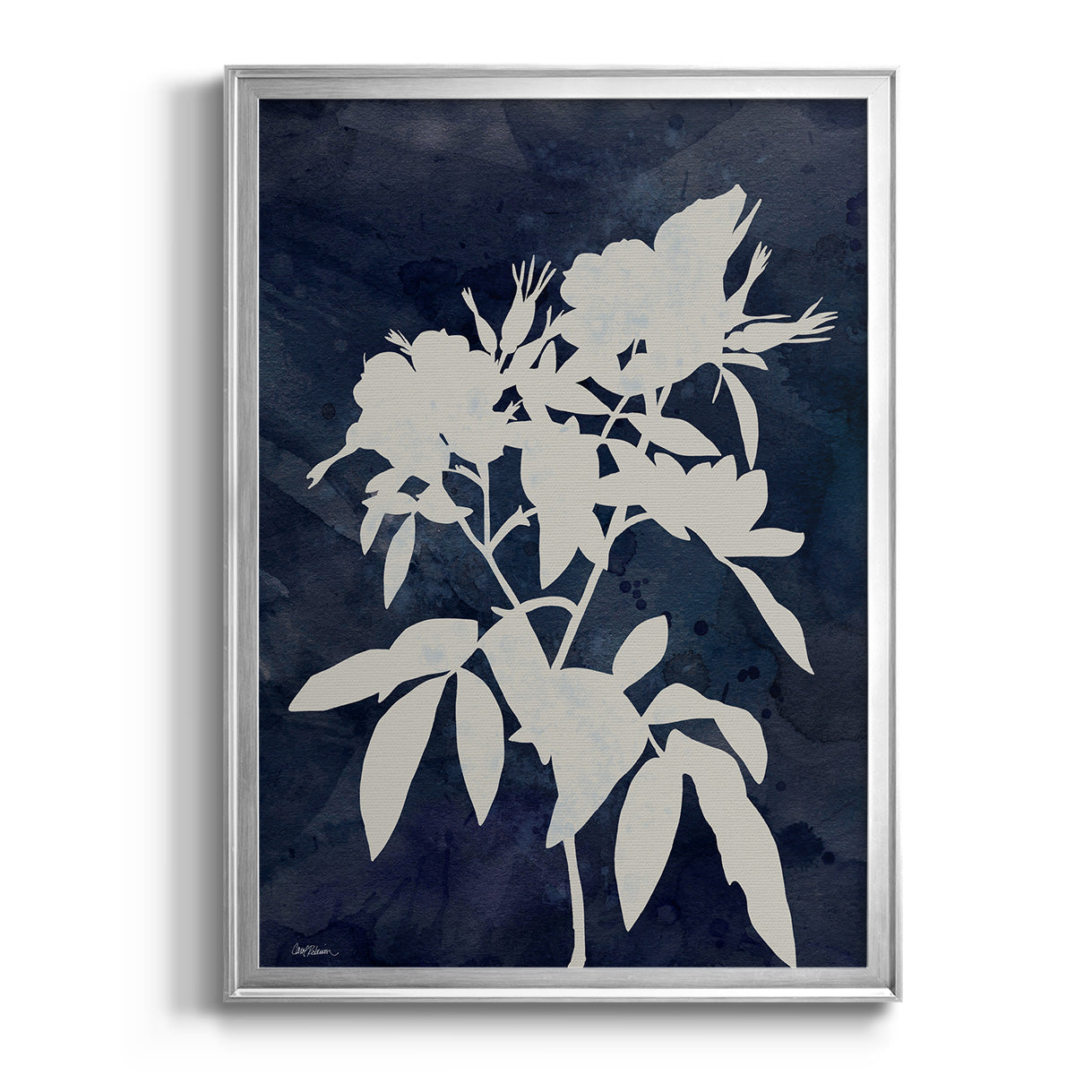 Indigo Botanical I Revisited - Modern Framed Canvas Print