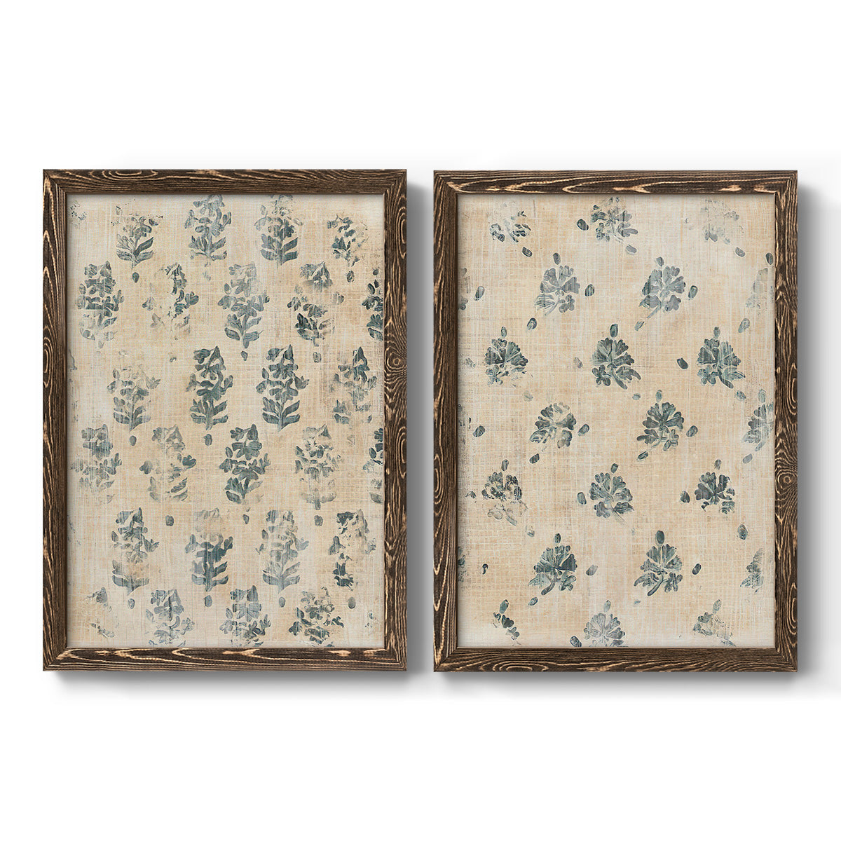 Vintage Blockprint I - Premium Framed Canvas 2 Piece Set - Ready to Hang