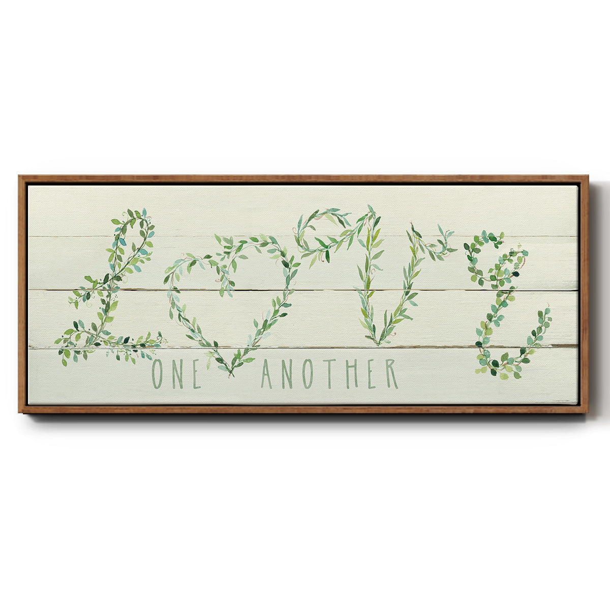 Shiplap Vines Love - Floater Framed Canvas Print