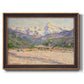Impressionist valley landscape in southern France by Claude Monet printed on canvas in an ornate bronzed mahogany wood frame.