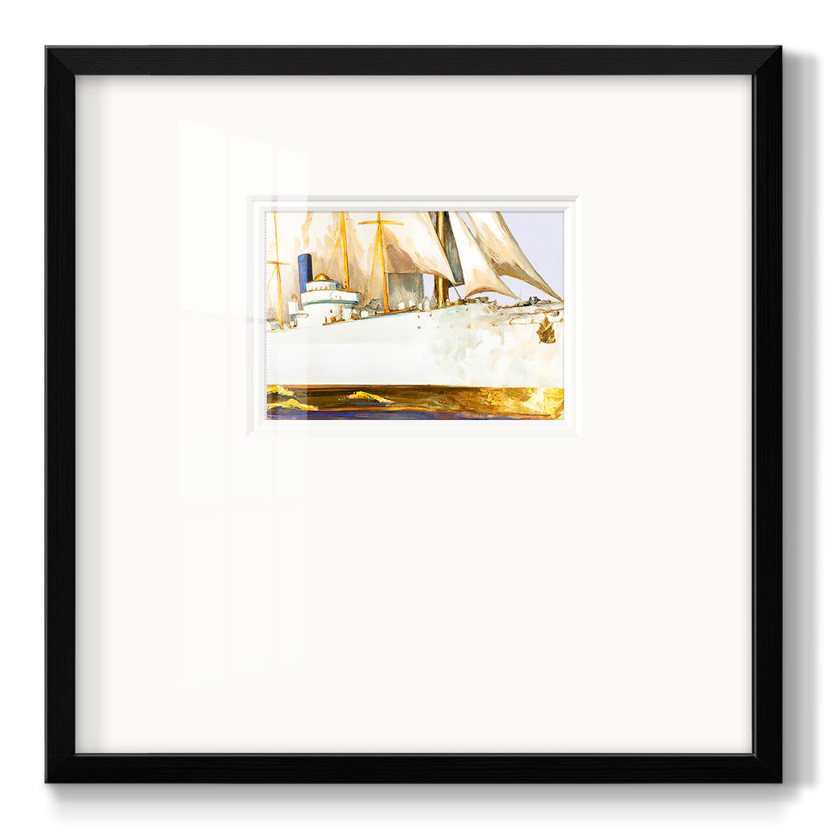 Golden Steam Ship - Double Matboard Framed Print