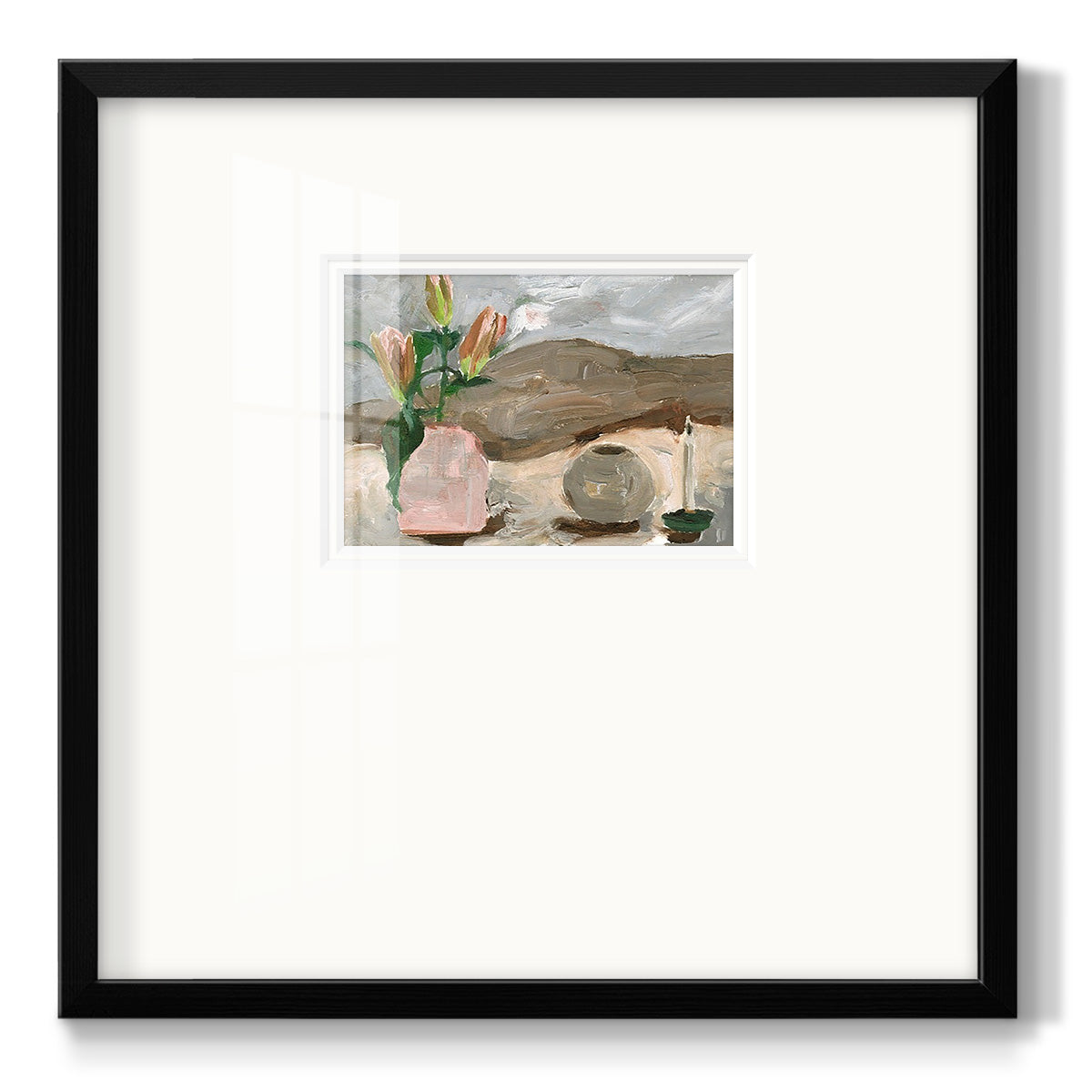 Vase of Pink Flowers V Premium Framed Print Double Matboard