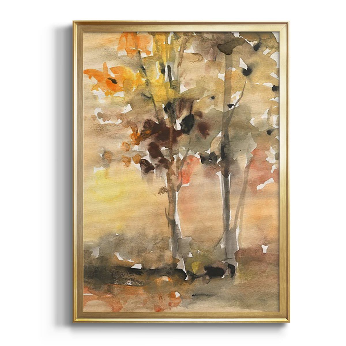 Fall Foliage Watercolor II - Modern Framed Canvas Print