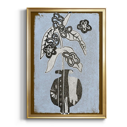 Graphic Flowers in Vase IV - Modern Framed Canvas Print