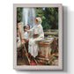 Impressionist garden and fountain scene by John Singer Sargent printed on canvas in an ornate champagne frame with a vertical orientation.