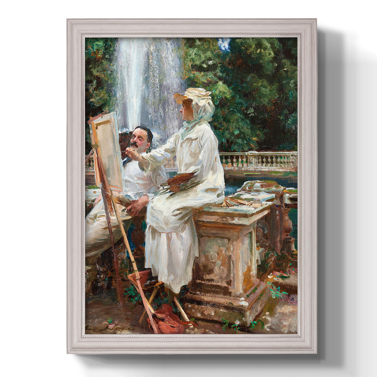The Fountain Villa Torlonia, Frascati, Italy - Ornate Framed Canvas Print