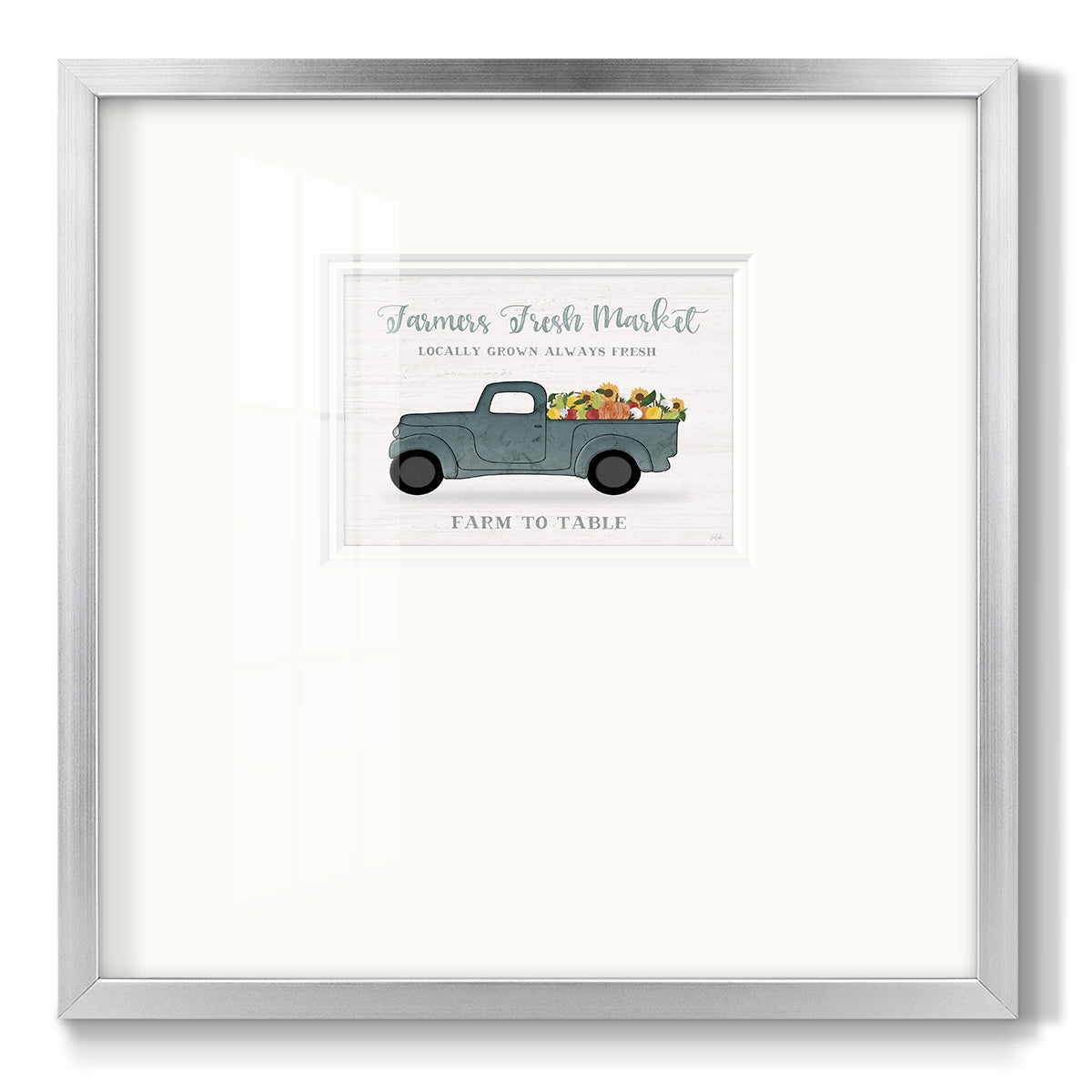 Fresh Sunflowers Truck Premium Framed Print Double Matboard