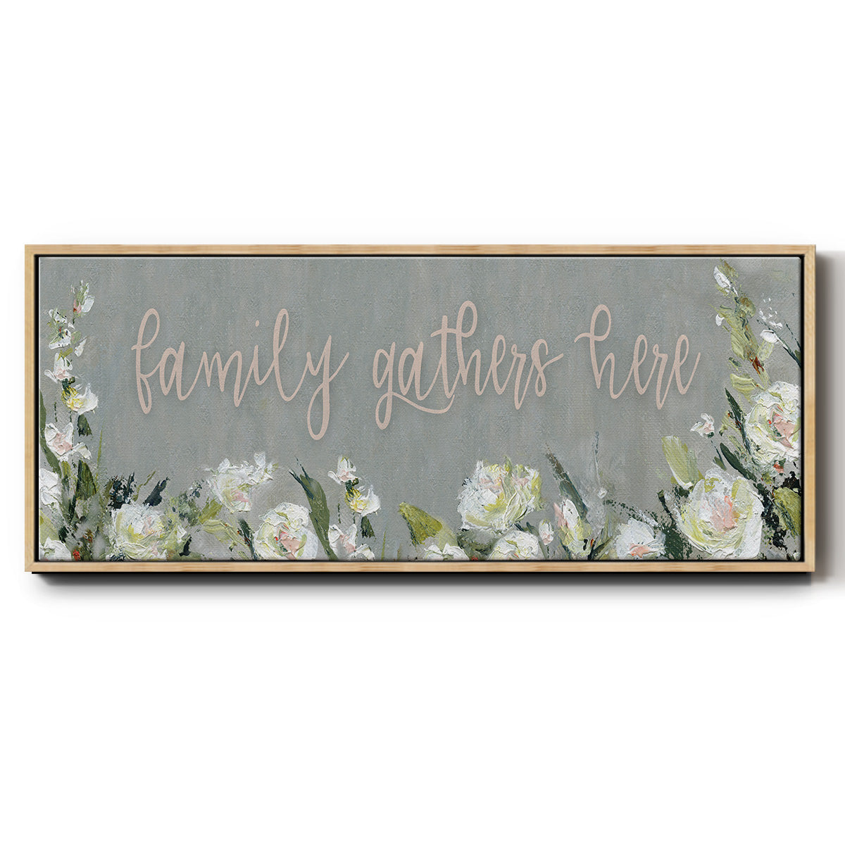 Family Gathers - Floater Framed Canvas Print