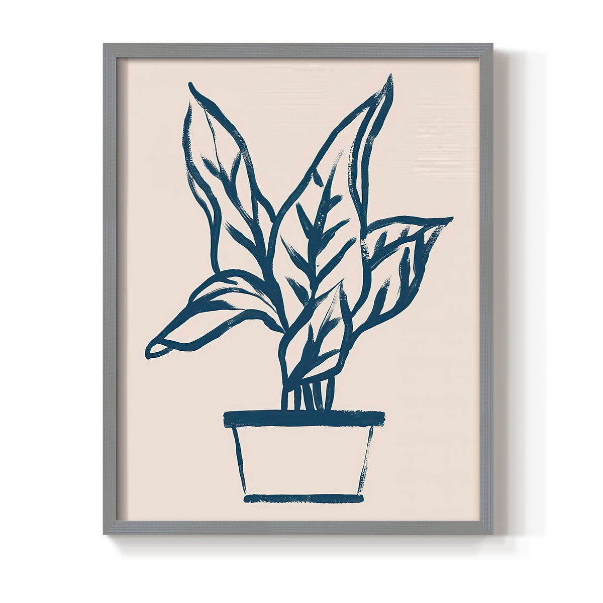 Navy Plant Sketches II - Restickable Framed Art Print