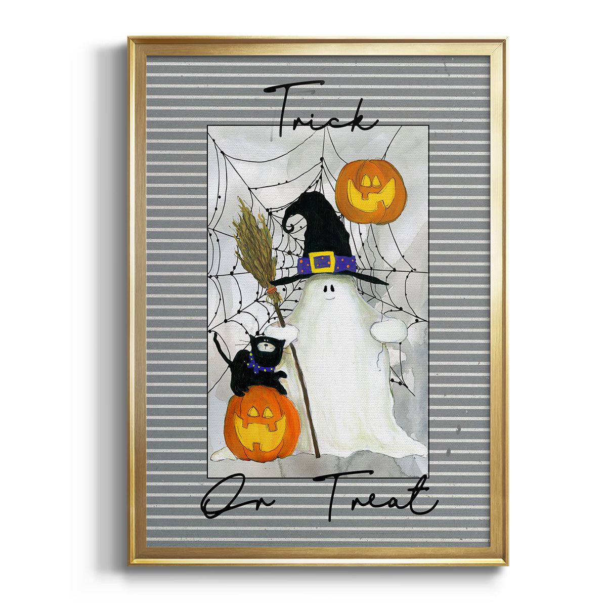 Trick or Treat Ghost - Modern Framed Canvas Print
