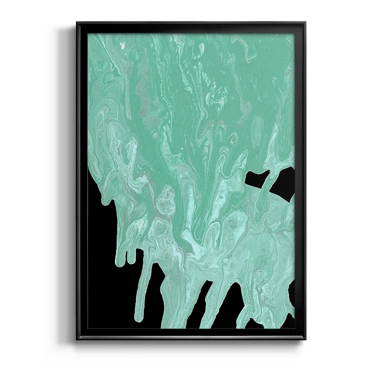 Teal Cascade I - Modern Framed Canvas Print