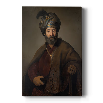 Canvas art print featuring a Baroque portrait of a man in elaborate attire with rich textures on a clean white background.