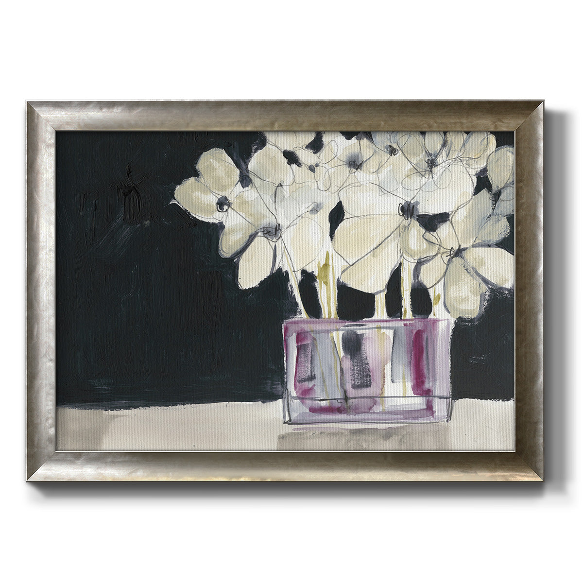 White Flowers in Fuchsia I Premium Framed Canvas- Ready to Hang