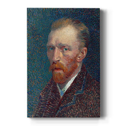 Canvas art print featuring an expressive self-portrait with intense gaze and textured brushwork on a clean white background.