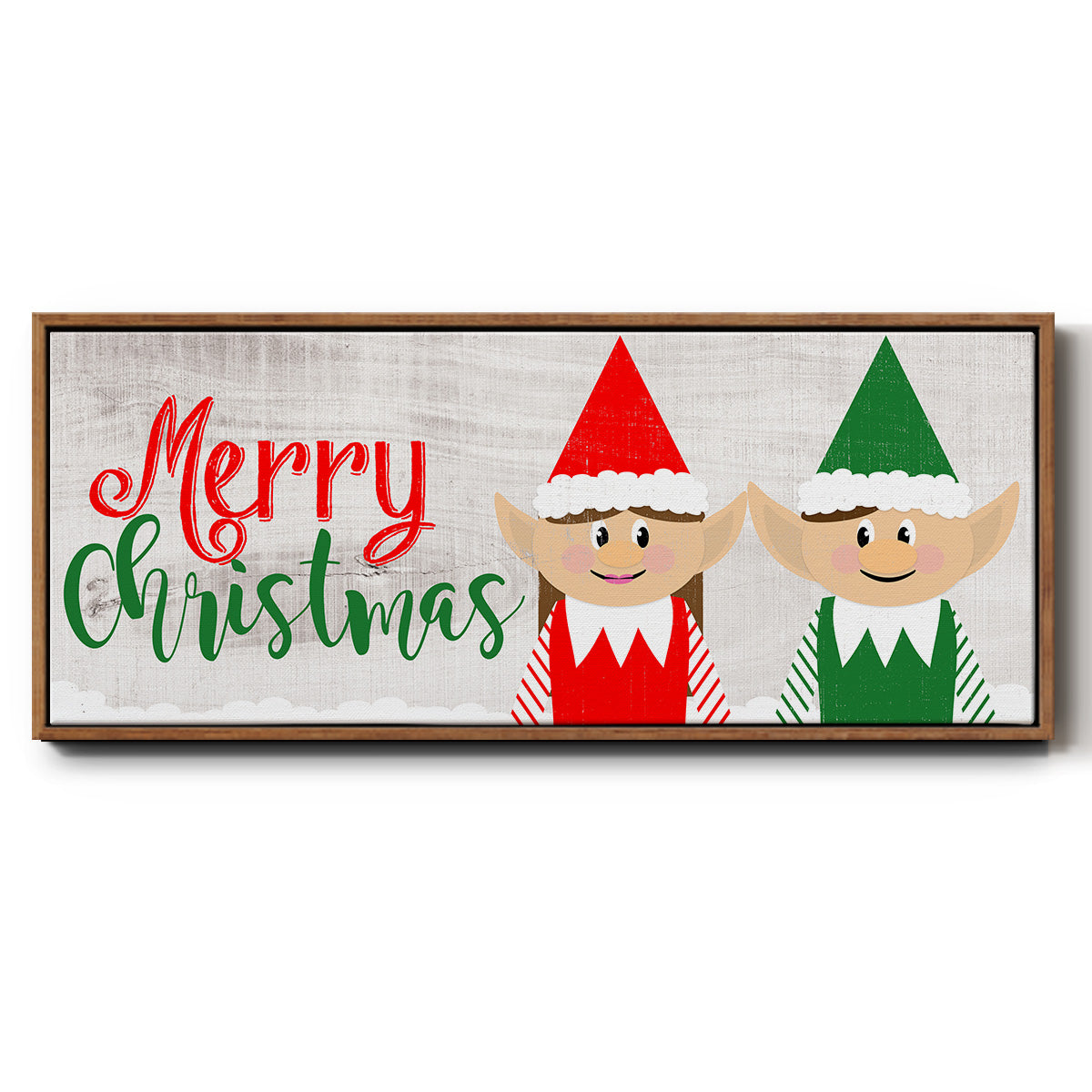 Christmas Elf Couple - Floater Framed Canvas Print