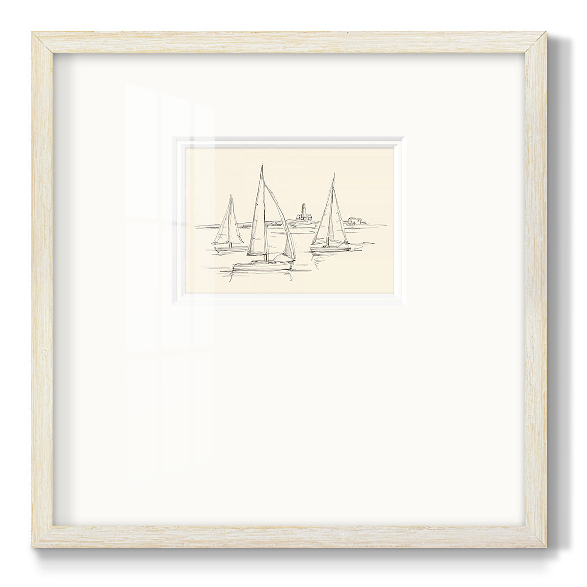 Coastal Contour Sketch II Premium Framed Print Double Matboard