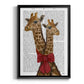 Giraffes and Bow - Modern Framed Canvas Print