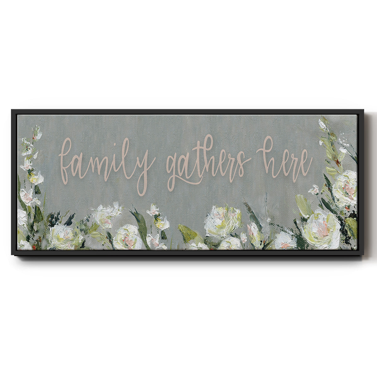 Family Gathers - Floater Framed Canvas Print
