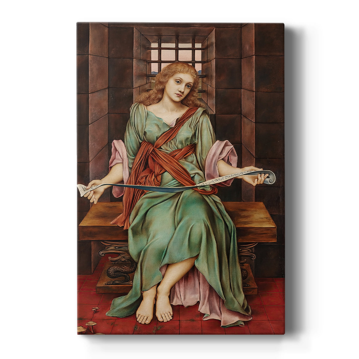 Canvas art print featuring a symbolic scene of a figure enclosed in a confined, shadowed space on a clean white background.