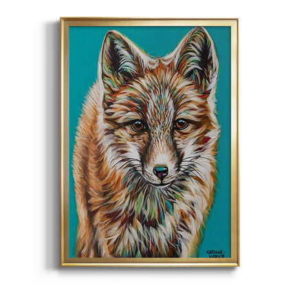 Teal Fox - Modern Framed Canvas Print