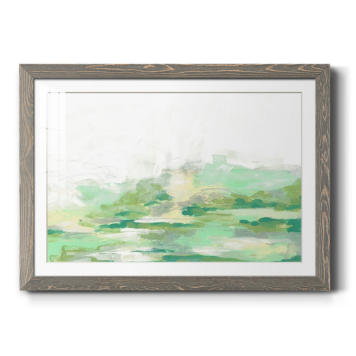 Green Mist Vista II - Barnwood Framed Art Print