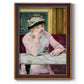 Impressionist portrait scene with plum brandy by Édouard Manet printed on canvas in an ornate weathered white frame with a vertical orientation.