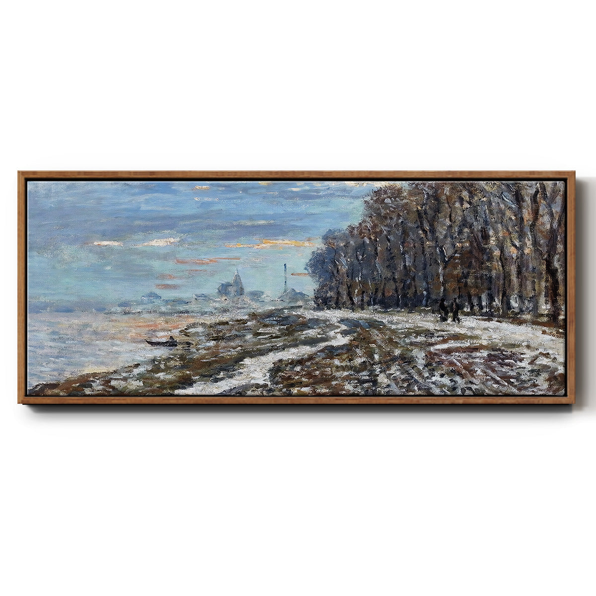The Promenade at Argenteuil, Winter's Evening, 1875 - Floater Framed Canvas Print