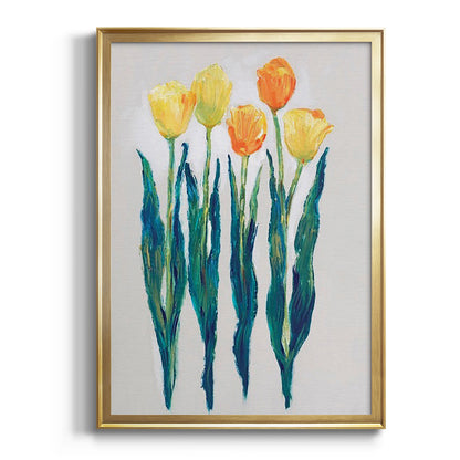 Tulips in a Row II - Modern Framed Canvas Print