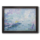 Impressionist industrial harbor scene by Paul Signac printed on canvas in an ornate black frame with gilded inner detail.