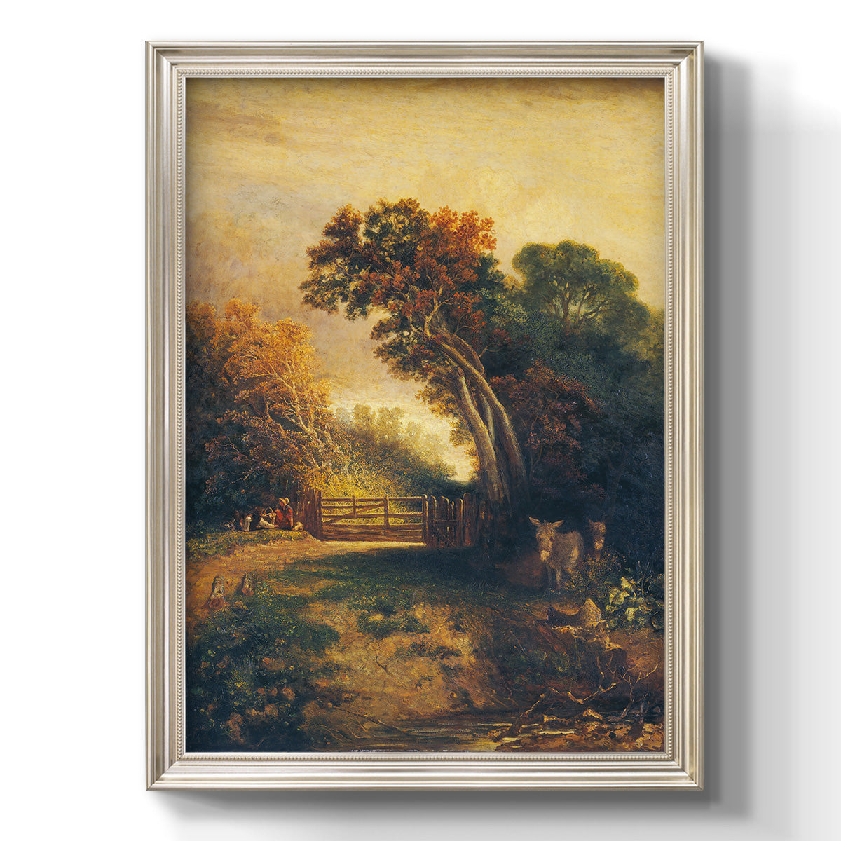Landscape with Picnickers and Donkeys - Ornate Framed Canvas Print