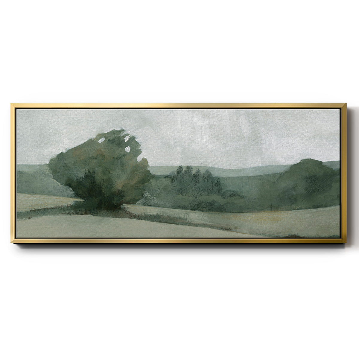 Soft Green Landscape I - Floater Framed Canvas Print