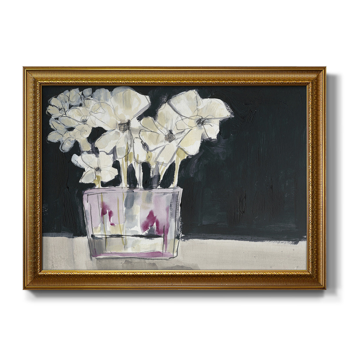 White Flowers in Fuchsia II Premium Framed Canvas- Ready to Hang