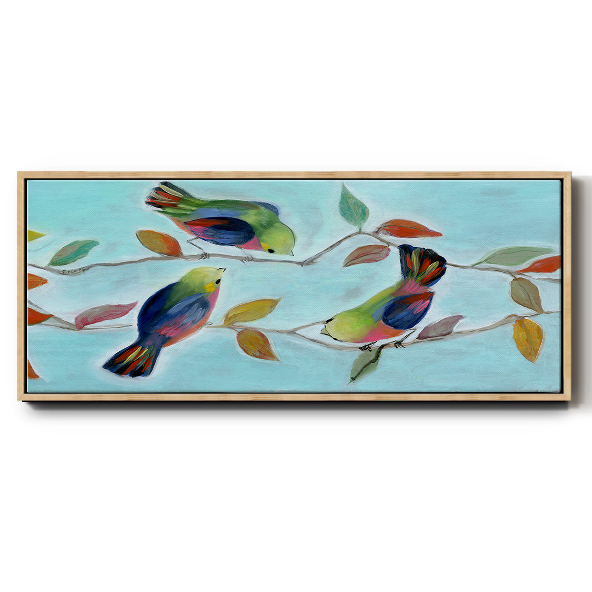 Bitty Birds I - Floater Framed Canvas Print
