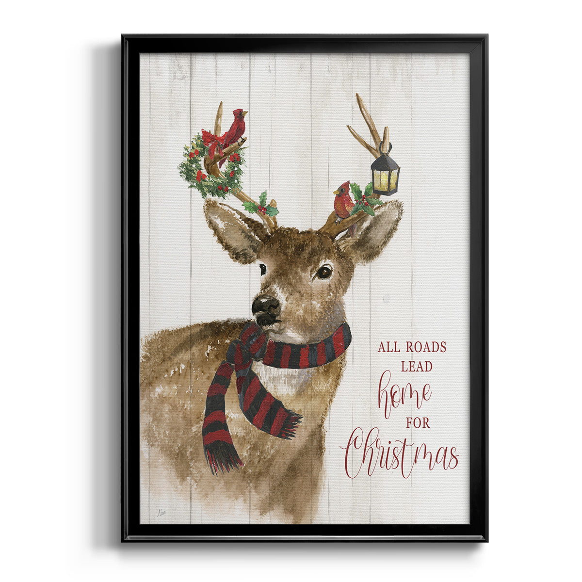 All Roads Lead Home Deer - Modern Framed Canvas Print