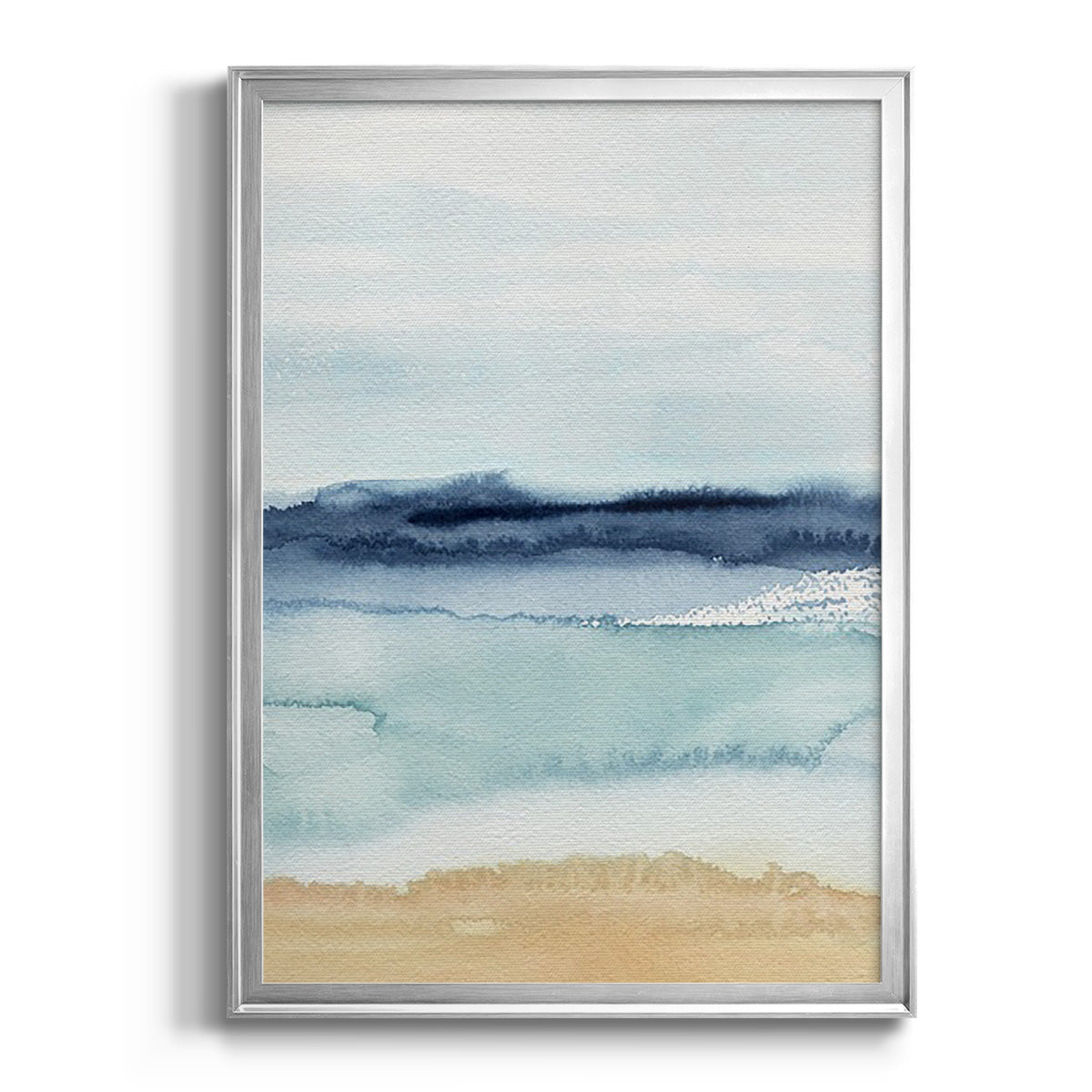 Watercolor Ocean Horizon II - Modern Framed Canvas Print