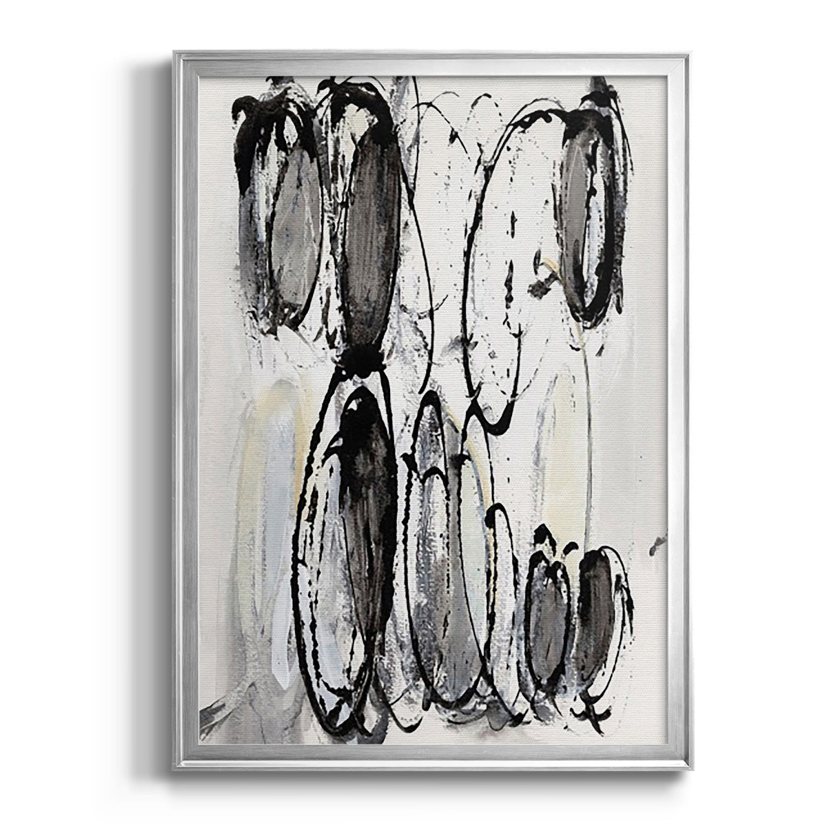 Grey Scribbles II - Modern Framed Canvas Print