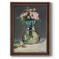 Moss Roses in a Vase - Ornate Framed Canvas Print