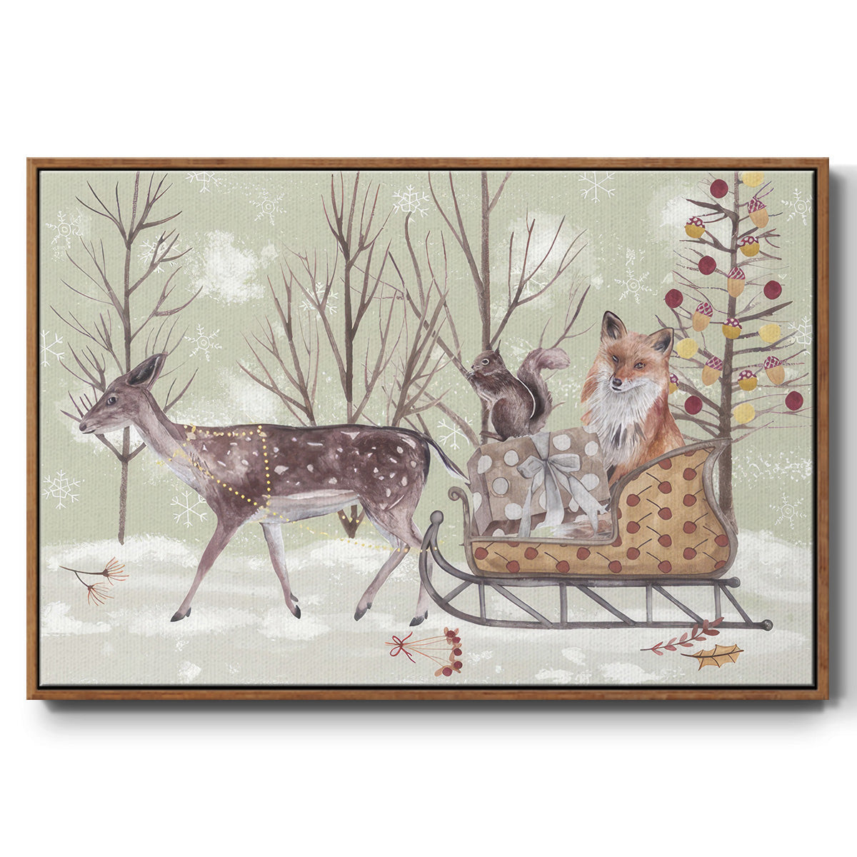 Christmas Time Collection A - Framed Gallery Wrapped Canvas in Floating Frame