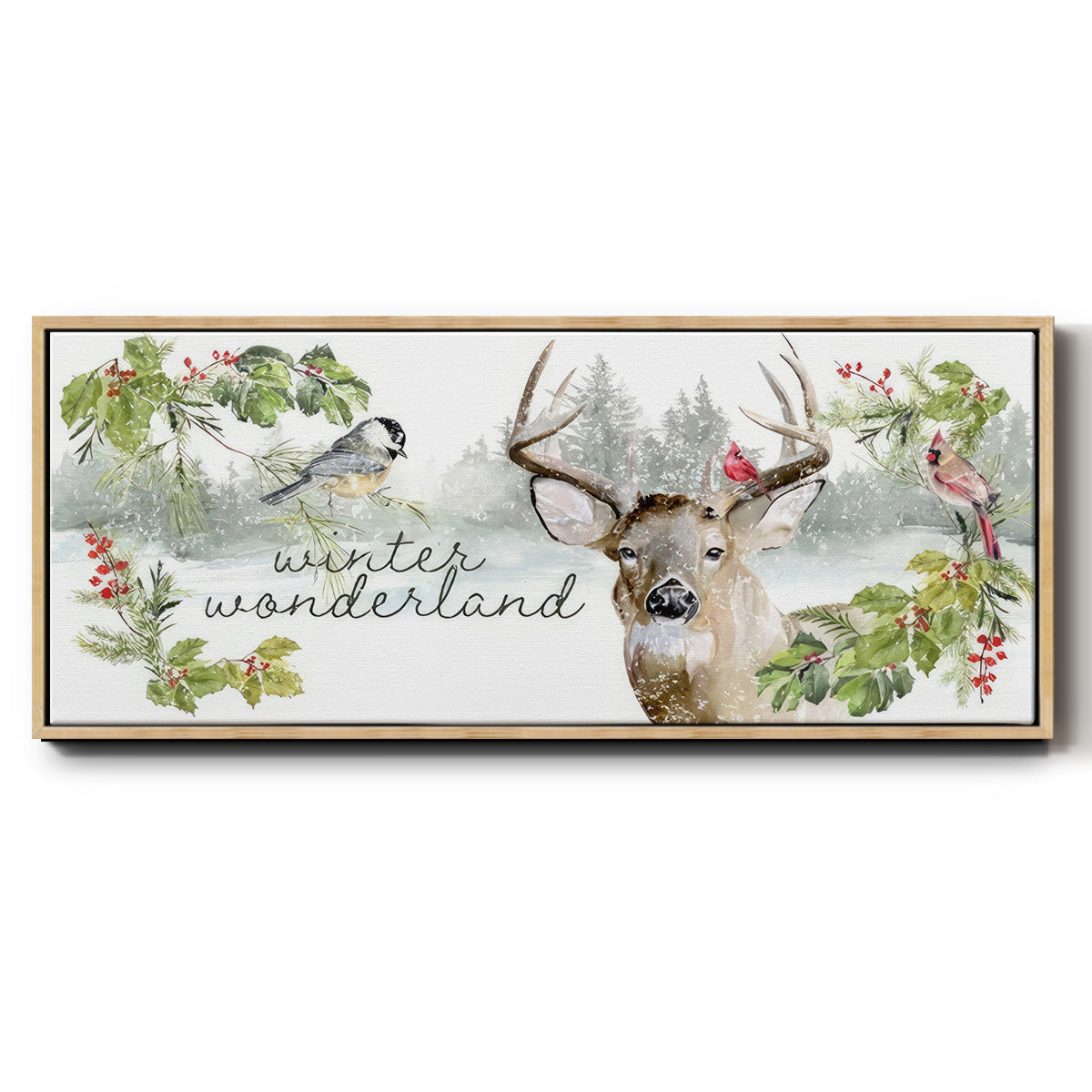 Reindeer Woods - Floater Framed Canvas Print