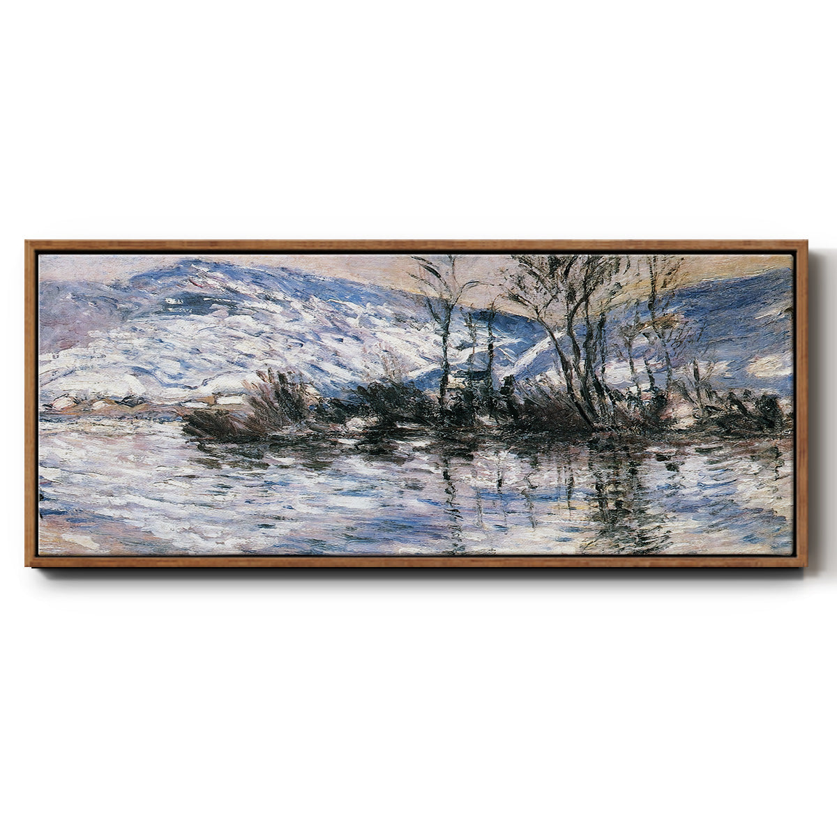 The Seine at Port Villez, Snow Effect, 1885 - Floater Framed Canvas Print