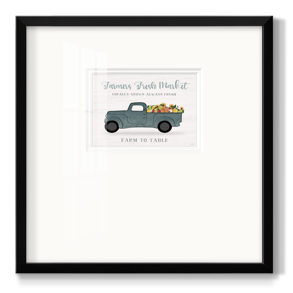 Fresh Sunflowers Truck - Double Matboard Framed Print