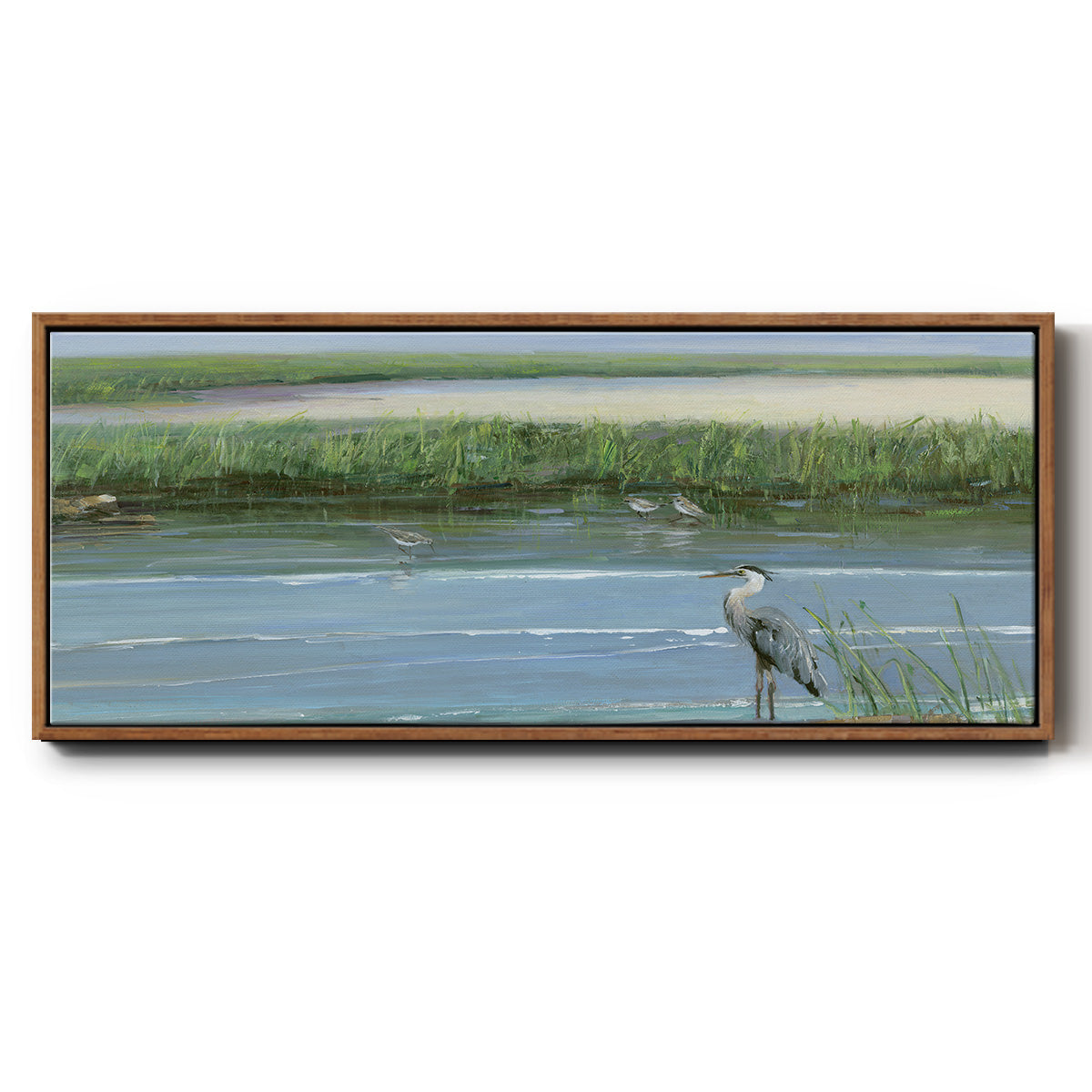 Wading at Dusk - Floater Framed Canvas Print