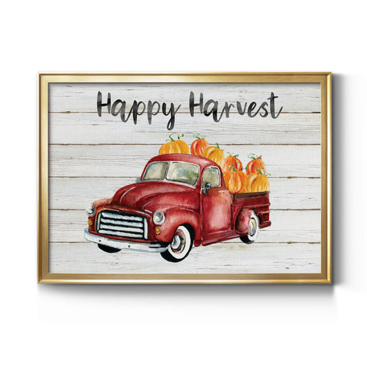 Happy Harvest Truck Premium Classic Framed Canvas - Ready to Hang