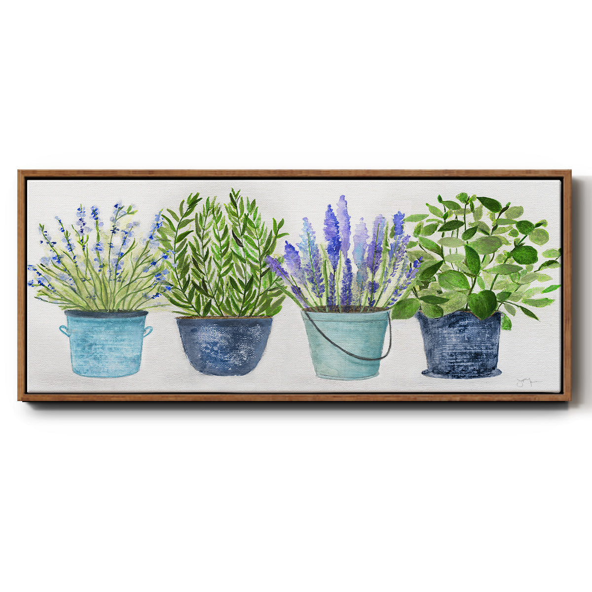 Fresh Herb Collection - Floater Framed Canvas Print