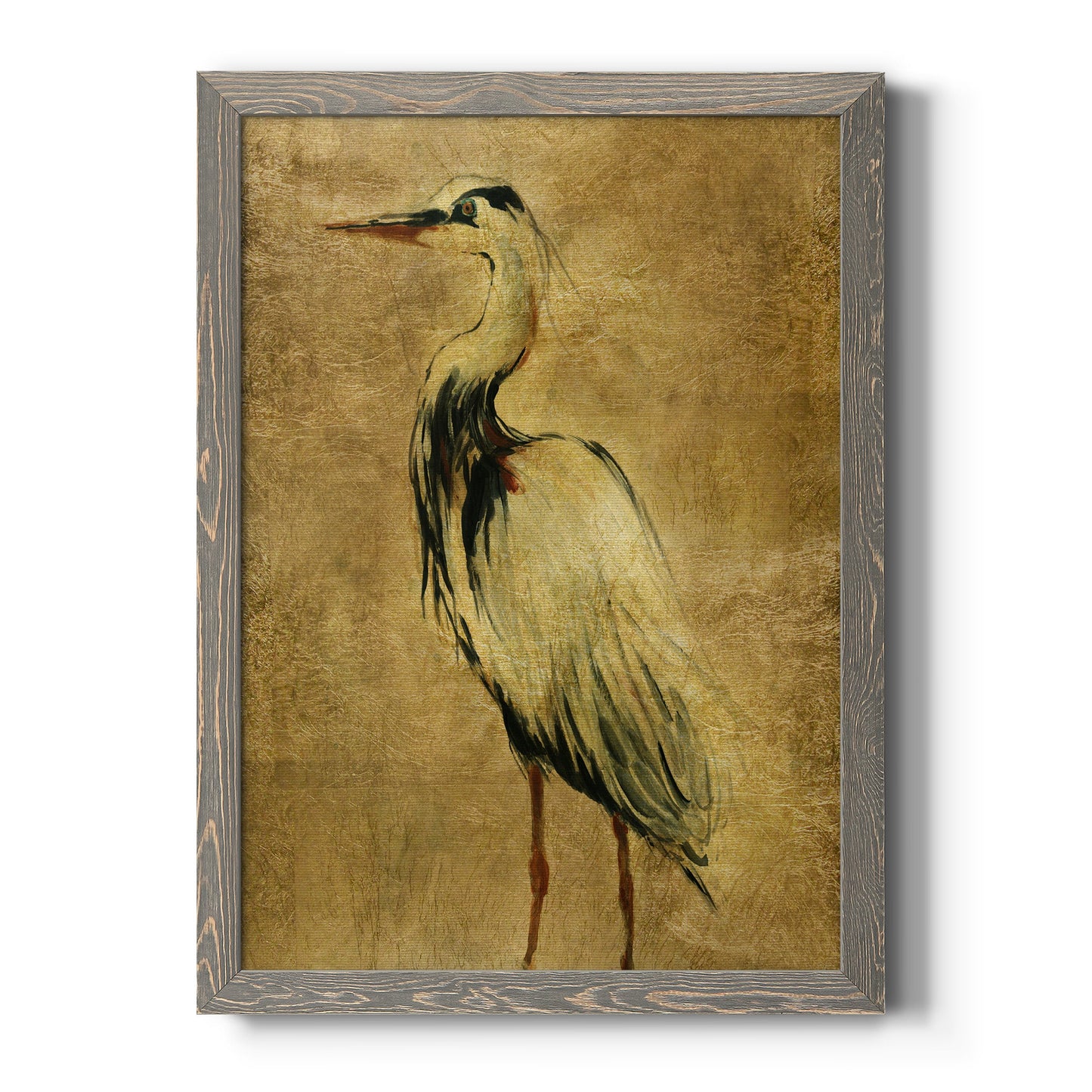 Gold Crane at Dusk II - Premium Canvas Framed in Barnwood - Ready to Hang